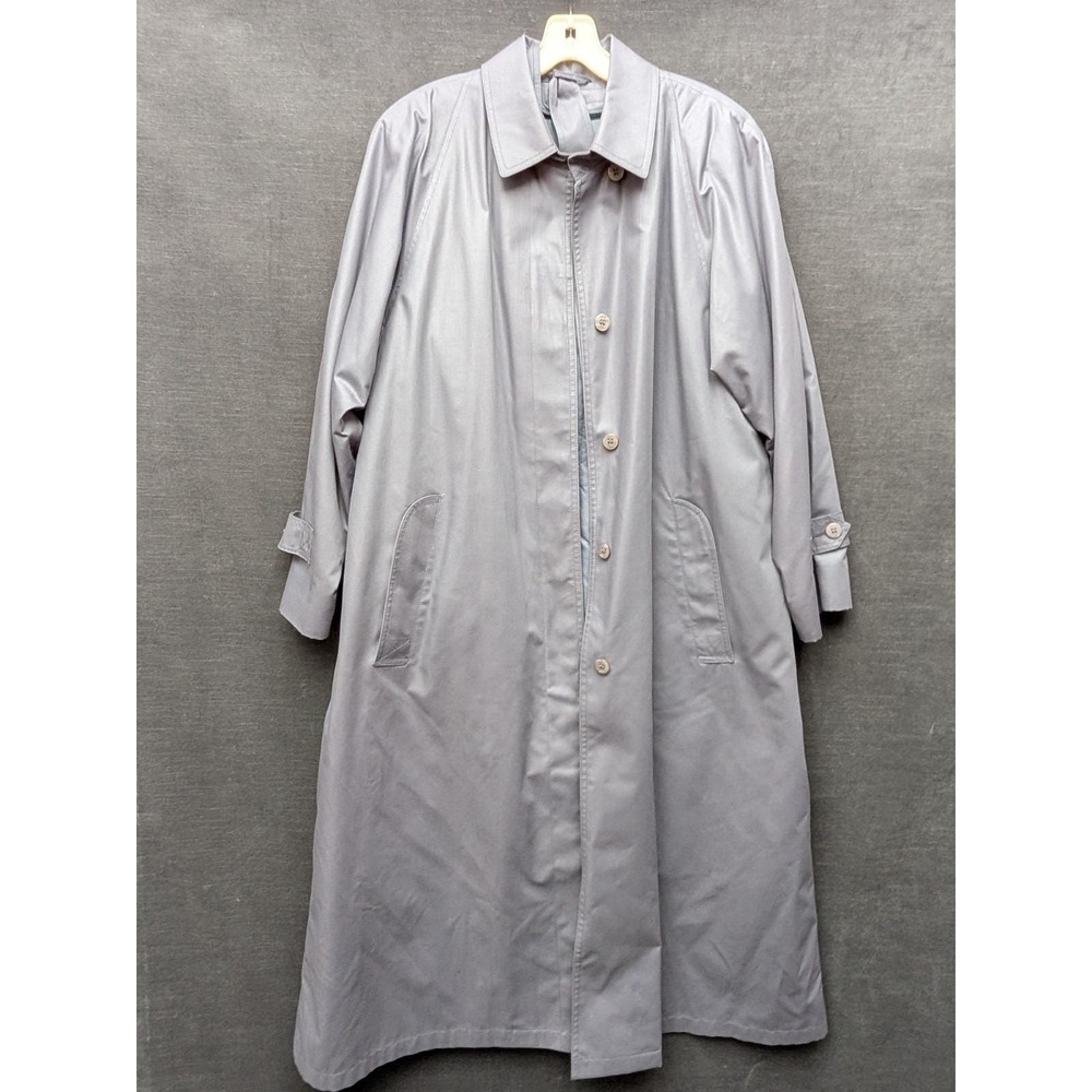 Vintage London Fog Gray Trench Coat Full Removable Winter Liner Belted Size 12R